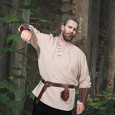 Jeyiour Men's Renaissance Costume Set Medieval Shirt Pirate Outfit