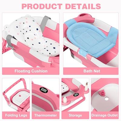 MoreFeel Collapsible Baby Bathtub for Newborn with Thermometer & 1 Soft  Floating Cushion & 1 Bath Net,Portable Travel Bathtub with Drain Hole,  Durable Foldable Baby Tubs for Infants to Toddler - Yahoo Shopping