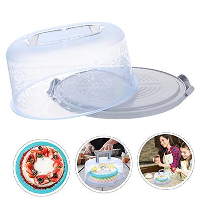 Round Cake Carrier Handheld Plastic Pastry Storage Holder Dessert Container  Cover Case Birthday Wed