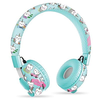 BuddyPhones Discover Fun, On-Ear Wired 85dB Safe Volume Limiting Kids  Headphones, Fun Customizable Stickers, Adjustable Headband Size, Blue 