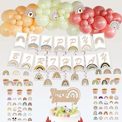 Homond Boho Rainbow Party Decorations, Boho Rainbow Cake Topper