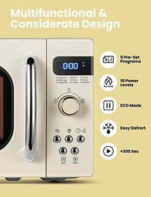 Retro Small Microwave Oven with Compact Size 9 Preset Menus Position