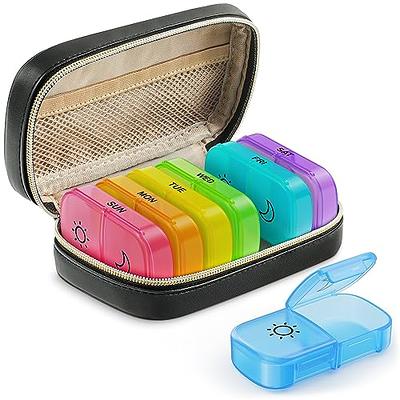 KOVIUU Weekly Pill Organizer, Large Travel Pill Box 7 Day, 2 Times a Day  Pill Case with Rotatable Handle, Am Pm Daily Pill Holder Container for