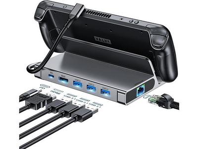 Steam Deck Dock With With Led Light, Docking Station With Pd 100w Port,  Hdmi 2.0 4k, Usb 2.0 Gigabit Ethernet For Steam Deck Accessories