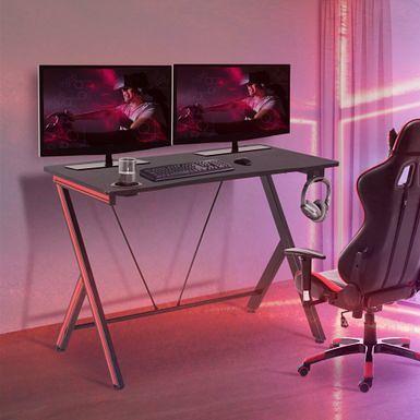 Homcom 47 Racing Style Gaming Desk, Z-shaped Computer Table With