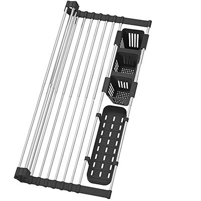 1pc Roll Up Dish Drying Rack, Foldable Rolling Dish Drainer Over The Sink,  Drying Rack, Stainless Steel Sink Rack For Kitchen Counter Of Various Sizes