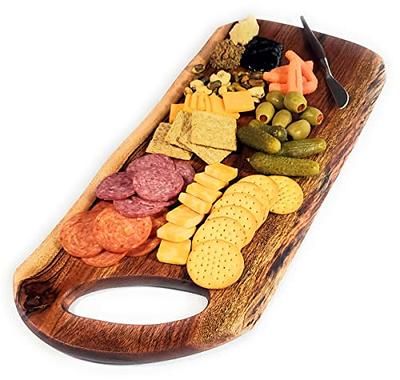 Acacia Serving Cutting Charcuterie Board With Round Handle, 18 X 8 Inches