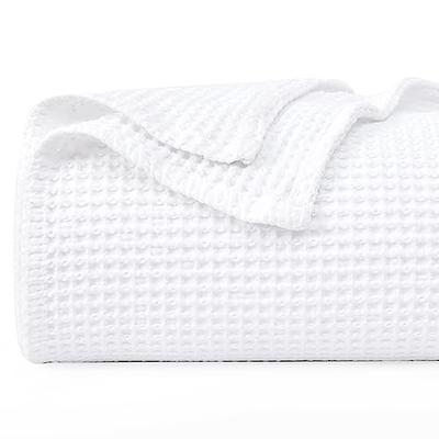 Bedsure 100% Cotton Blankets Queen White - Waffle Weave Blankets for All Seasons, 90x90 Inches, Size: 90 x 90