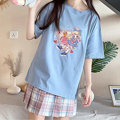 Pastel Goth Japanese Fashion Kawaii Clothes Soft Cotton Comic Print Girl's  World T-Shirt