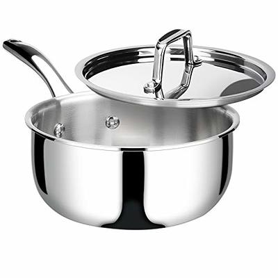 Duxtop Professional Stainless Steel Sauce Pan with Lid, Kitchen Cookware, Induction Pot with Impact-bonded Base Technology, 2.5 Quart