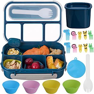 HAIXIN Bento Box Insulated Lunch Box with Thermal cup for Hot Food,  Leak-proof Lunch Box with Cutlery and Snack Box, 4-Compartments Lunch  Container for Outdoors Office