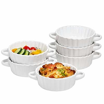 Bruntmor White Ramekins Set Baking Dishes For Oven And Popcorn