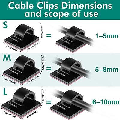 Cable Clips 50Pcs, Self Adhesive Cable Management Clip, Cord Organizer Wire  Clips Cord Holder for Appliances PC Wall Ethernet Cable Under Desk  Nightstand Home Office Car (Black) 
