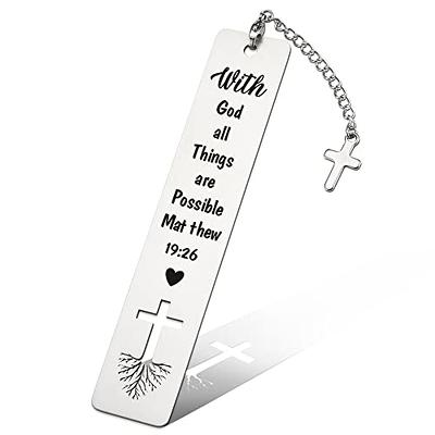 2 Bookmarks with Tassels & Cross Pin Button Religious Matthew 5:16