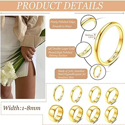 LOYALLOOK 8Pcs 14K Gold Filled Rings Stainless Steel Stacking