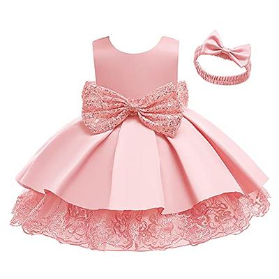 Baby Girls Dresses Bow Knot Cute Outfits Baptism Lace Formal Birthday Gift  Party