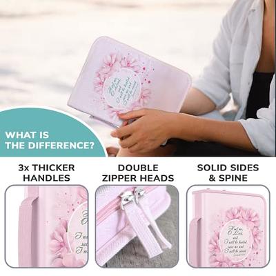 ZOCAVIA Floral Bible Covers for Women Bible with Cross On Cover Large Size  with Zippered Handle Scripture Case for Scripture Study 