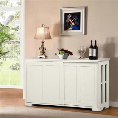 FORCLOVER White Kitchen Cabinet Sideboard Cupboard Storage with Sliding Doors