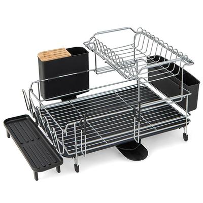 Aoibox 2-Tier Metal Black Drying Dish Rack for Kitchen Counter