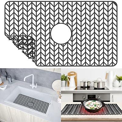 Silicone Sink Mat 24.8x 13 Kitchen Sink Protector Grid Accessory With  Center Drain Non-Slip Foldable Sink Mat for Bottom of Farmhouse Stainless  Steel or Porcelain Sink 