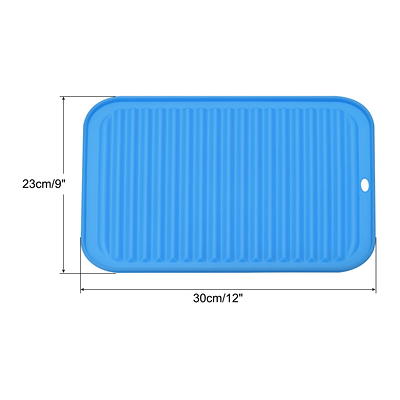 Unique Bargains Silicone Dish Drying Mat Set, 3pcs 12x9 Drain Pad, Yellow Blue Green - 12 x 9 x 0.24 inch