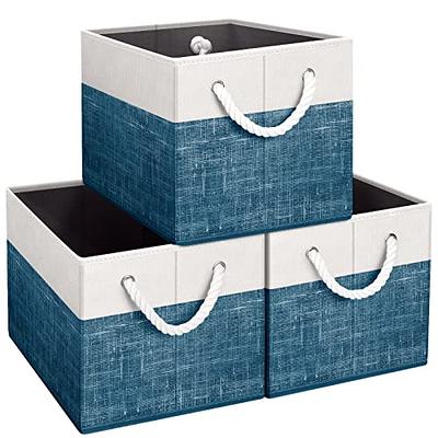 KITCSTI Storage Baskets for Organizing Fabric Storage Bins 17x12x15  Foldable Organizer Bins with Handle Large Storage Baskets for Shelves  Closet Toys Books (Beige&White, Pack of 3) - Yahoo Shopping