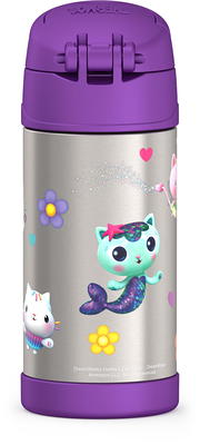 Zak Designs 14oz Recycled Stainless Steel Vacuum Insulated Kids' Water Bottle 'Gabby's Dollhouse