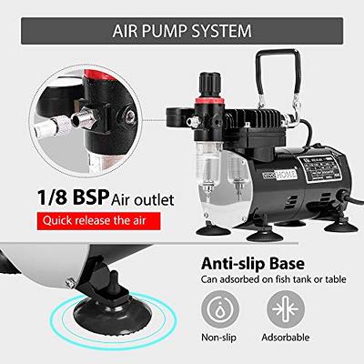 VIVOHOME Airbrush Kit with 1/5 HP Professional Air Compressor with 3L Tank,  Quiet Air Brush Paint System Set with 0.3mm Dual Action Airbrush Gun and