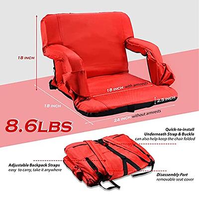 Portable Stadium Seat Cushion with Backs Folding Bleacher Seats Cushion red