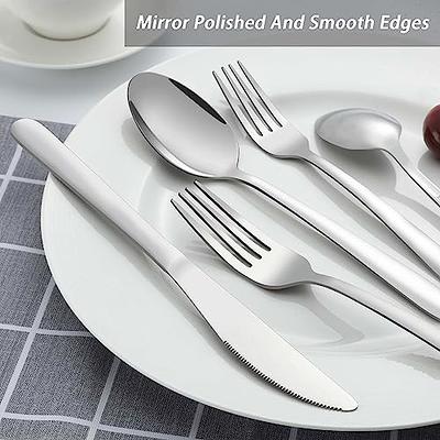 60-Piece Hammered Silverware Set, Stainless Steel Square Flatware Set for  12, Food-Grade Tableware Cutlery Set, Utensil Sets for Home Restaurant
