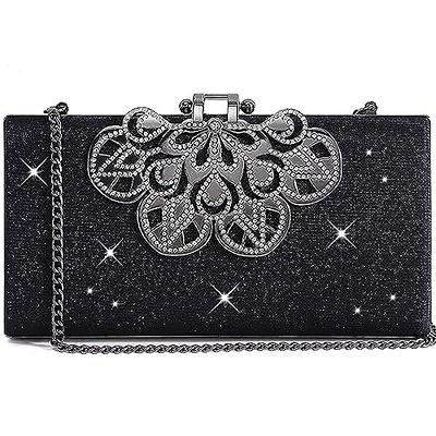 Oweisong Women Rhinestone Purse Black Crystal Wedding Evening Clutch  Sparkly Diamond Beaded Shoulder Bag for Bridal Prom: Handbags: Amazon.com