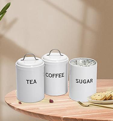 3 Pieces Sugar Coffee Tea Canister Airtight Lid Can Tin Keep Goods