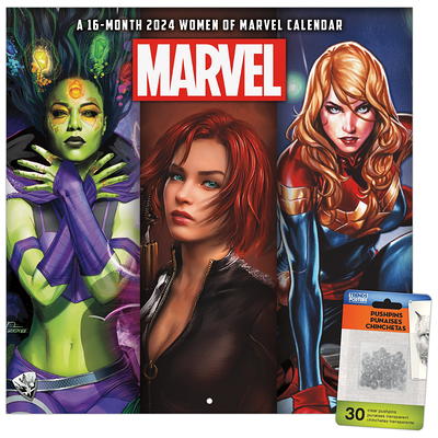 Trends International 2024 Marvel Avengers Wall Calendar & Push Pins