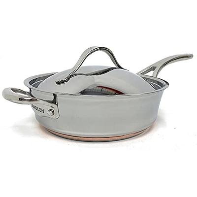 Anolon Nouvelle Copper Stainless Steel Saucepan with Lid, 3.5-Quart, Silver