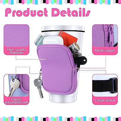  WUQID Adjustable Water Bottle Pouch for Stanley Quencher  Adventure & Stanley IceFlow 20oz 30oz 40oz, Gym Accessories for Women Men,  Tumbler Pouch Bag with Cards, Keys, Wallet, Earphone,Compact : Sports 