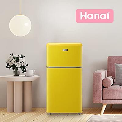 WANAI Compact Mini Refrigerator 3.5 Cu.Ft Small Refrigerator with Freezer,  Retro Mini Fridge with Dual Door,7 Adjustable Thermostat, Adjustable