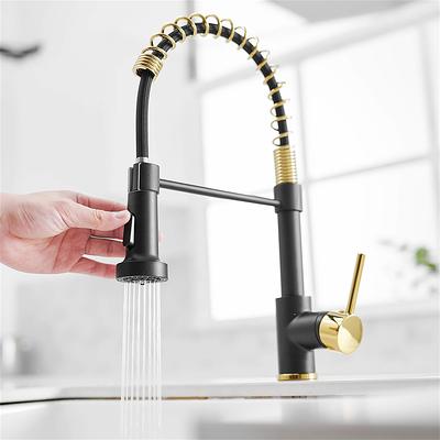 Matte Black Kitchen Sink Faucet Pull Down Sprayer Single Handle