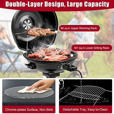 1600W Electric BBQ Grill with Removable Non-Stick Warming Rack - Costway