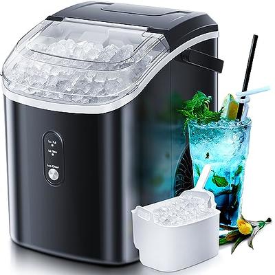 Kndko Nugget Ice Maker Countertop,33lbs/Day, Pellet ice Maker,a Basket in  1.5 Hour, Self-Cleaning, One-Click Design, Compact Crushed Ice Maker with