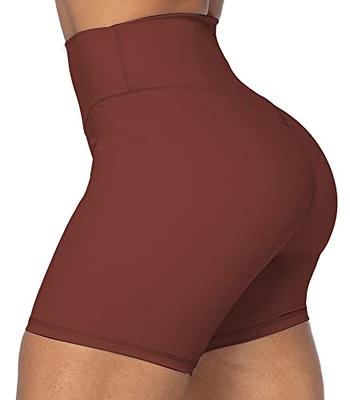 Sunzel 5 High Waist Biker Shorts for Women No Front Seam Soft Yoga Workout  Gym Bike Shorts Tummy Control Squat Proof Wine Red - Yahoo Shopping