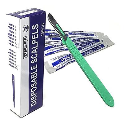 10 Pcs Disposable Scalpel Blades #24 with Plastic Handle