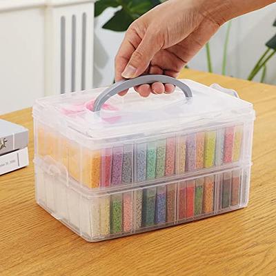 Craft Storage Organizer, 3-Tier Plastic Organizer Box with Dividers,  Storage Containers for Organizing Art Supplies, Fuse Beads,Washi Tape,  Jewelry,Tool,Kids Toy, Multicolor-color 