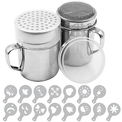 Food Grade Stainless Steel Powdered Sugar Shaker Duster Flour Sifter,  Baking Powder Sifters for Baking Tools (Black)