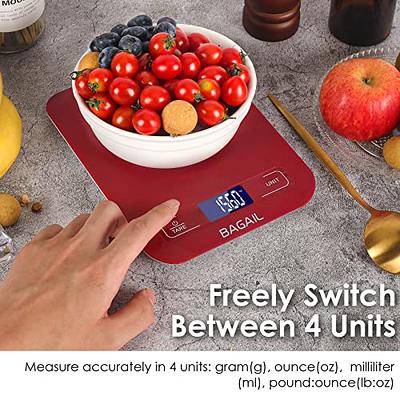 Food Scale, CHWARES Rechargeable Kitchen Scale with Trays 3000g/0.1g, Small  Scale with Tare Function Digital Scale Grams and Ounces for Weight Loss,  Dieting, Baking, Cooking, Meal Prep, Coffee, Red - Yahoo Shopping