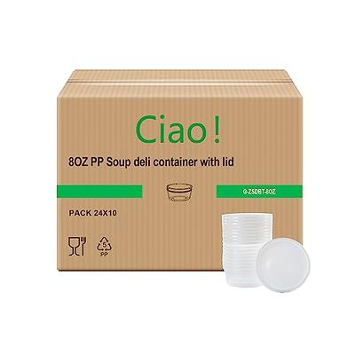 Ciao! 24oz Polypropylene Injection Molded Soup-Deli Container with Lid, Microwavable and BPA Free (240/240 Combo Pack)