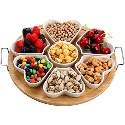 Snack Serving Tray Gift Box - Empty Divided Appetizer Serving Tray Set with  Lid, Sectional Nuts & Dry Fruit Tray, Candy Dish, Veggie Serving Platter,  Acrylic Cl…