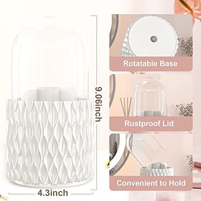 Lefiocky Makeup Brush Holder with Lid and Qtip Holder Set, Clear