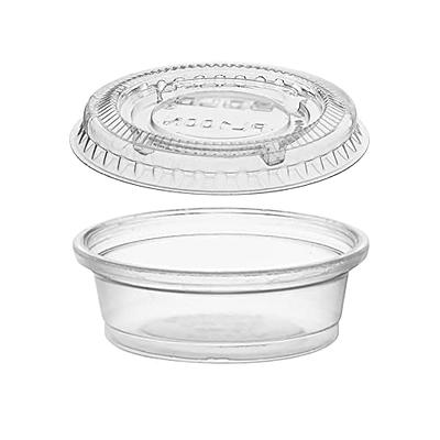 Turbo Bee 200 Sets 1oz Portion Cups with Lids,Jello Shot Cups with Lids, Small  Plastic Condiment Containers for Sauce,Souffle Cups 1oz-pc-200