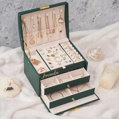Dajasan Jewelry Boxes for Women Girls, Jewelry Storage Organizer, 4 Layers  Large Jewelry Organizer Box with 2 Drawers for Friends, Wife or Mother Gift