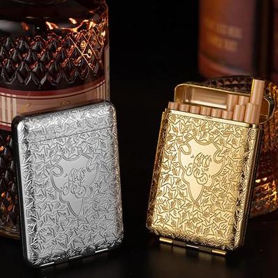 Metal Cigarette Case, Vintage Weed Cigarette Holder, Peaky Blinders Box For  16 King Size 84mm Cigarettes, Unique Birthday Gifts For Women Men (silver)